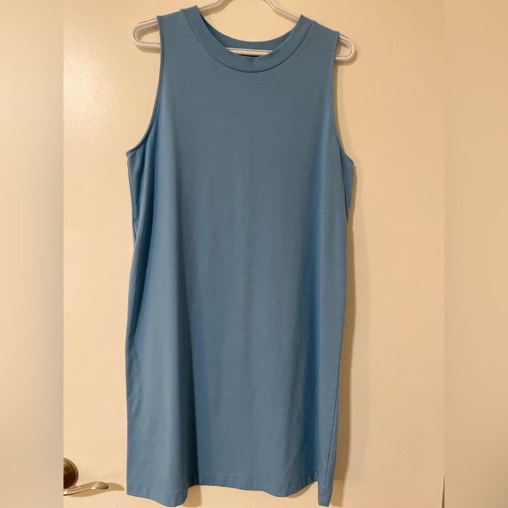 A New Day Sky Blue Sleeveless Ribbed Crewneck Dress Size Large